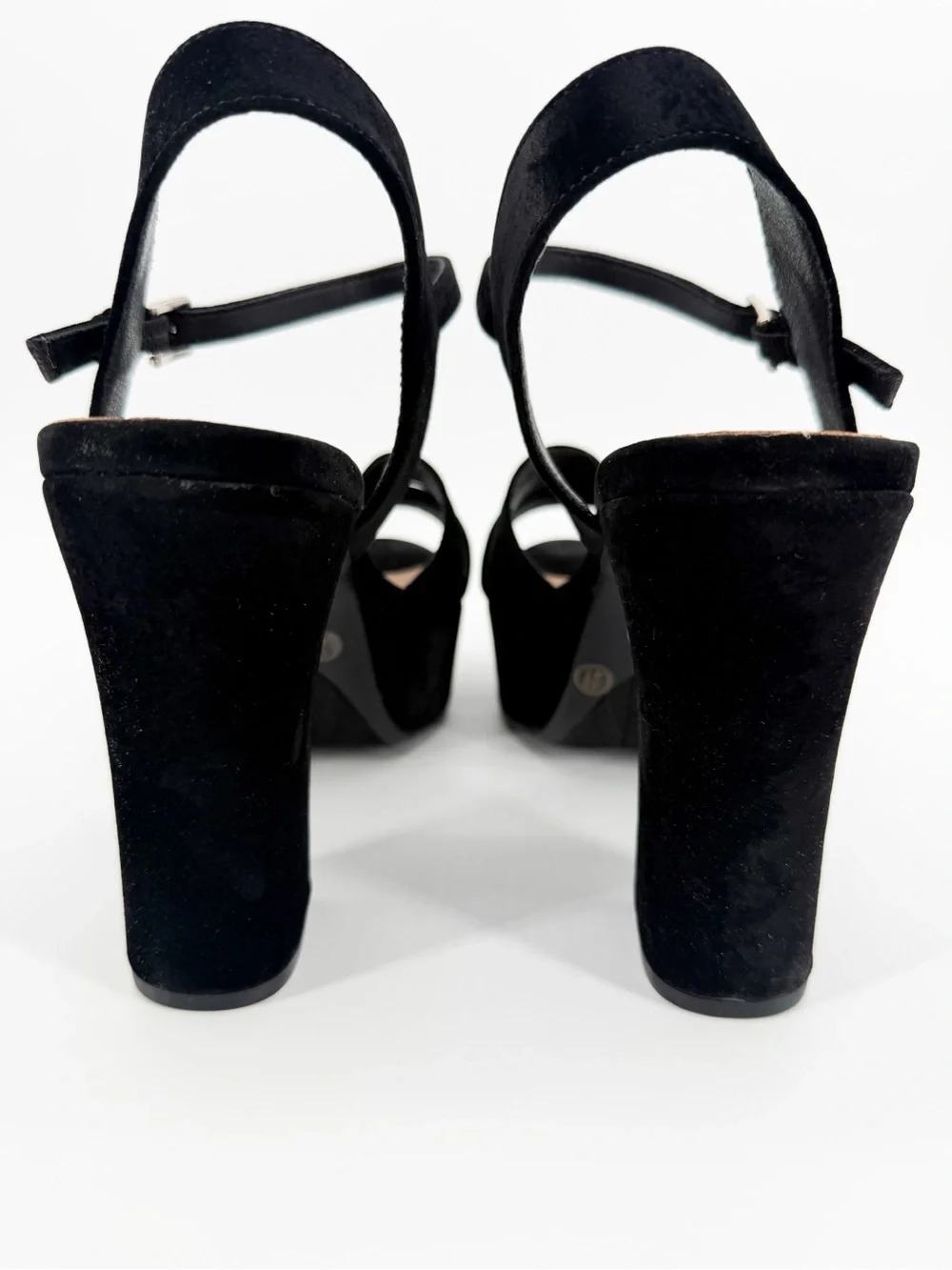 Chinese Laundry Daydreamer Velvet Platform Block Heel Sandals Black 10 NEW